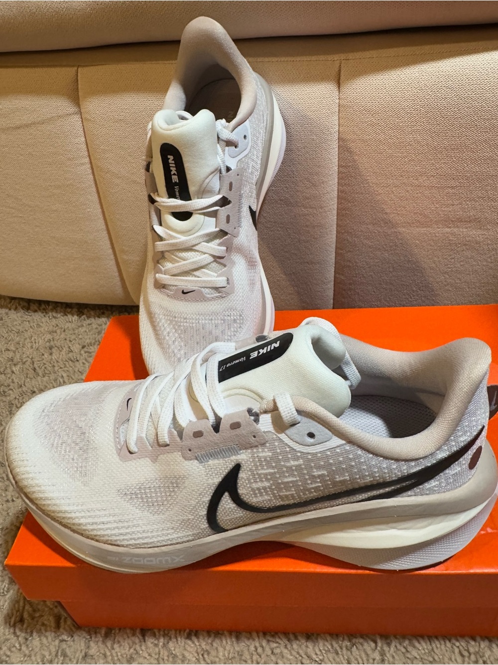 Nike Men’s White Athletic Running Sneakers with Black Swoosh